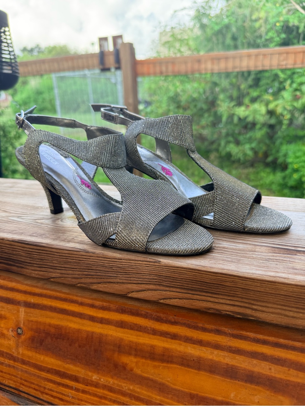 Ros Hommerson Flapper Ladies Metallic Silver Strappy Heeled Sandals